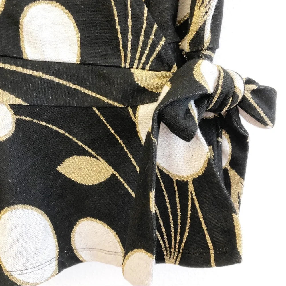 Anthropologie Black and Gold Wrap Top - Picture 7 of 17